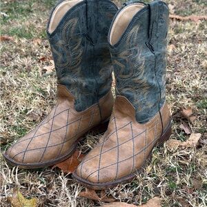 Roper Brown and Blue Kids Western Boots